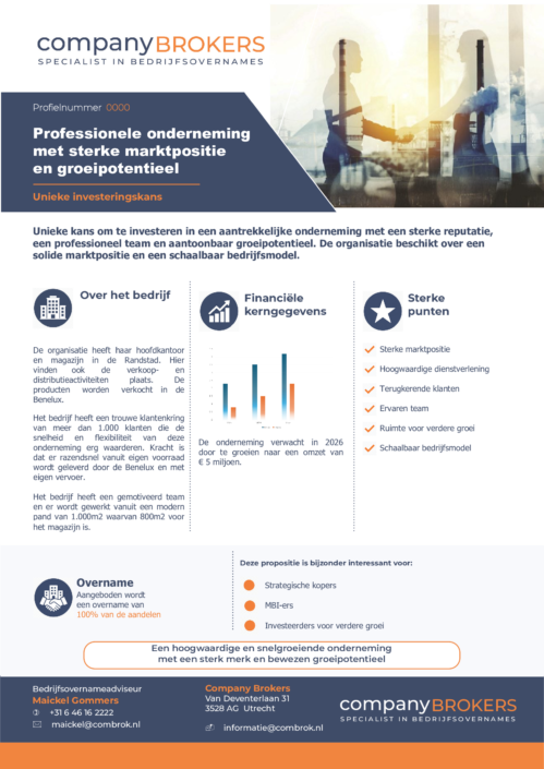 Voorbeeld teaser Company Brokers